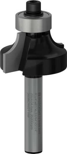 Broca para enrutador Bosch PRO, redondeada, con vástago de más de 1/4 de pulgada.