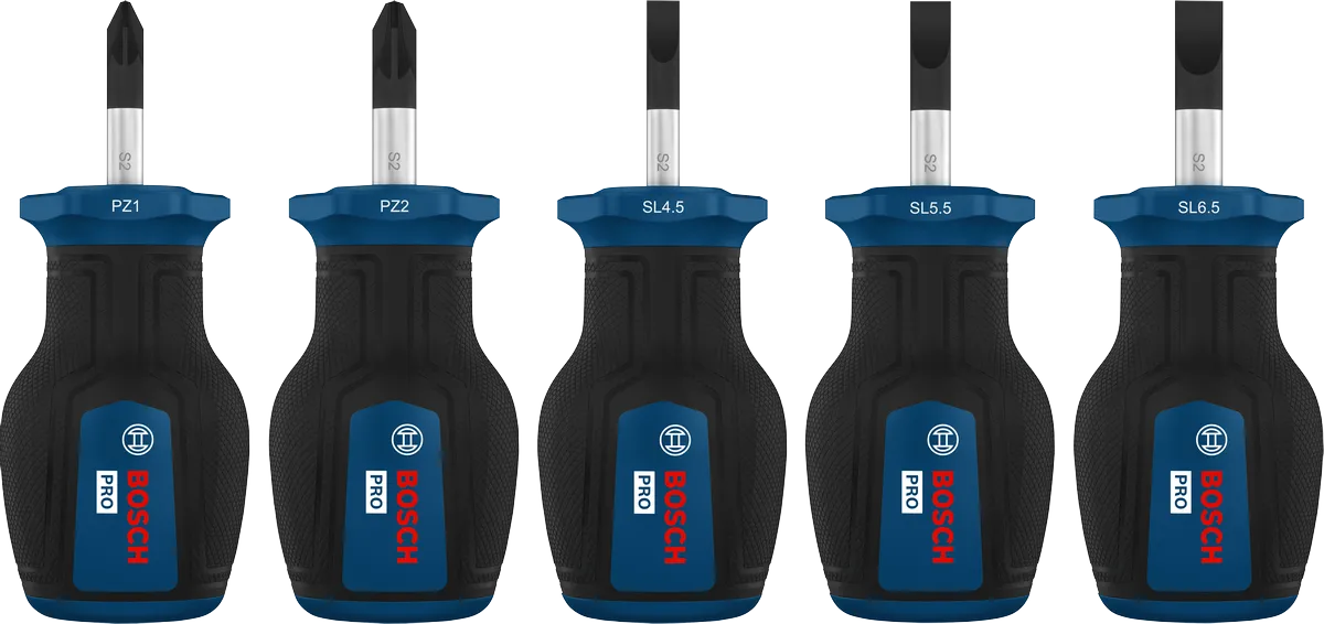 Juego de destornilladores PRO PZ/SL de mango ancho, 5 piezas