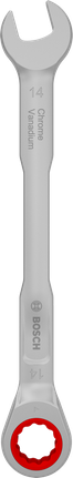 Llave combinada de trinquete Bosch de 14 mm con cromo vanadio.