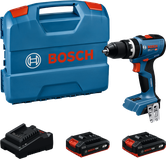 Taladro a batería Bosch GSB 18V-65 con maletín y baterías.