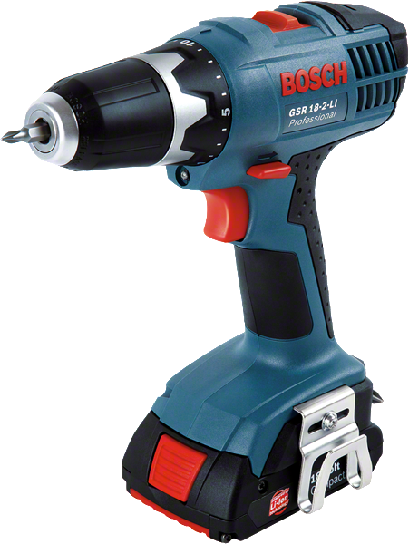 Taladro inalámbrico Bosch GSR 18-2-LI con diseño compacto.