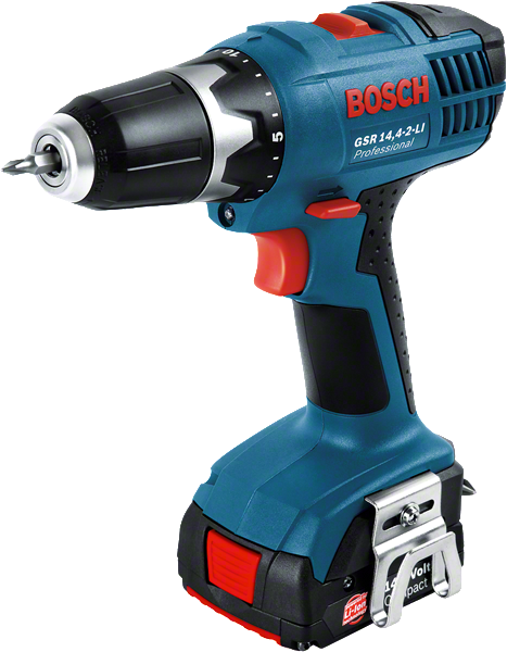 Taladro inalámbrico Bosch GSR 14,4-2-LI con batería de 14,4 V.