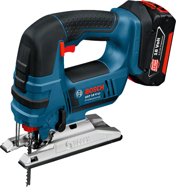 Sierra de calar inalámbrica Bosch GST 18 V-LI con batería de 18 V.