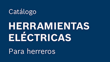Catálogo de herramientas eléctricas para herreros en fondo azul.