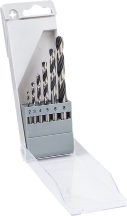 مجموعة رؤوس مثقاب Bosch HSS Twist Drill Bit PointTeQ المكونة من 6 قطع في علبة.