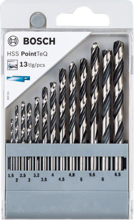 مجموعة رؤوس مثقاب حلزونية من Bosch HSS PointTeQ مكونة من 13 قطعة.