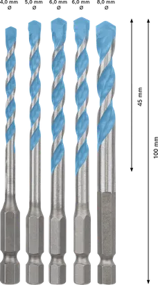 مجموعة مثقاب Bosch EXPERT HEX-9 MultiConstruction مكونة من 5 قطع.