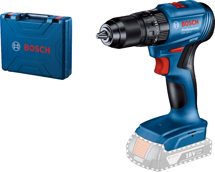 مثقاب لاسلكي Bosch GSB 185-LI مع حقيبة حمل.