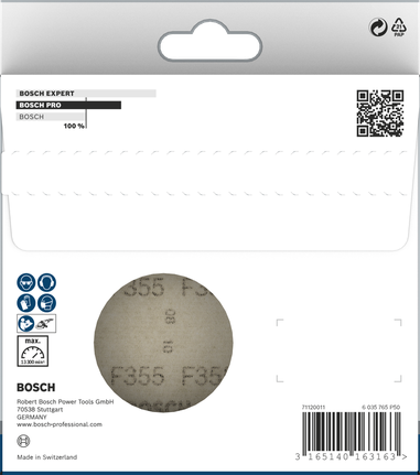 ورق صنفرة Bosch PRO F355 مقاس 115 مم G60، 10 قطع.