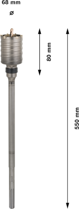 قاطع القلب Bosch PRO SDS max-5 بقطر 68 مم وعمق 80 مم.