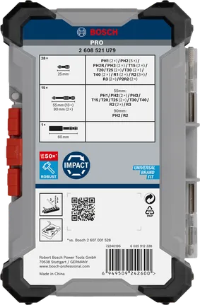 مجموعة مفكات البراغي Bosch PRO Impact مكونة من 44 قطعة.