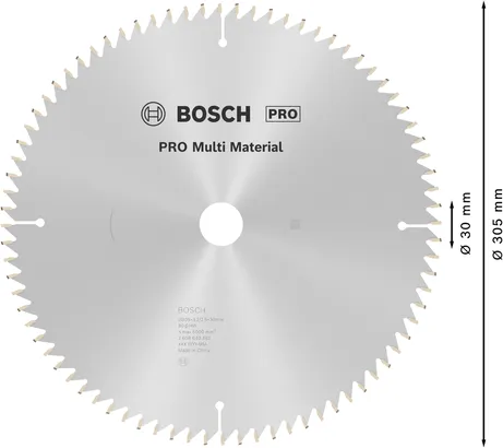 شفرة المنشار الدائرية Bosch PRO متعددة المواد 305 مم، T80.