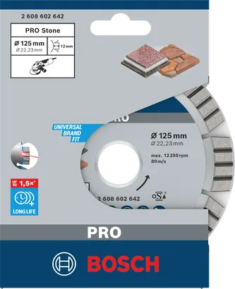 قرص الماس Bosch PRO Stone مقاس 125×22.23×2.2 مم.