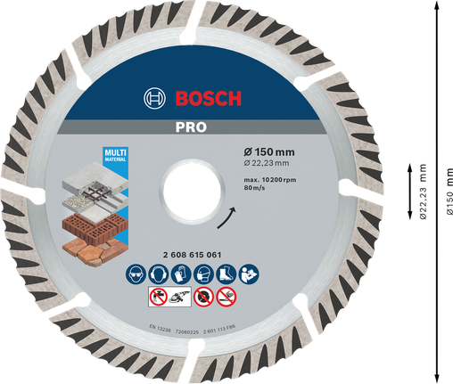 قرص الماس متعدد المواد من Bosch PRO مقاس 150 مم.