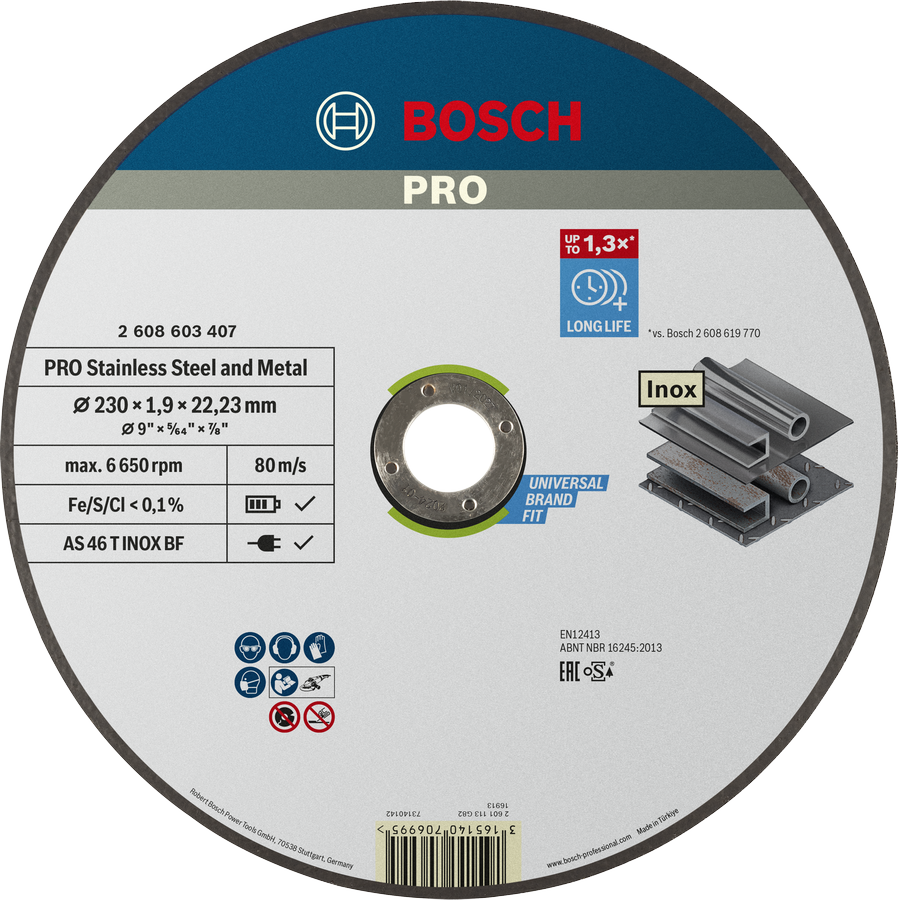 قرص قطع الفولاذ المقاوم للصدأ والمعادن Bosch PRO مقاس 230 مم.
