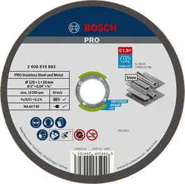 قرص القطع Bosch PRO من الفولاذ المقاوم للصدأ والمعادن مقاس 125 مم.