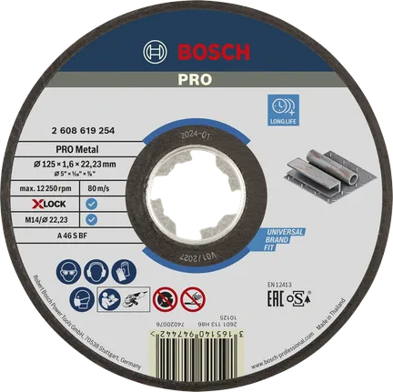 قرص القطع المعدني Bosch PRO مقاس 125 × 1.6 × 22.23 مم مع قفل X.