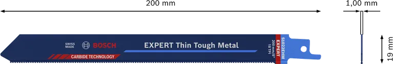 شفرة المنشار الترددي Bosch EXPERT Thin Tough Metal مقاس 200 مم.