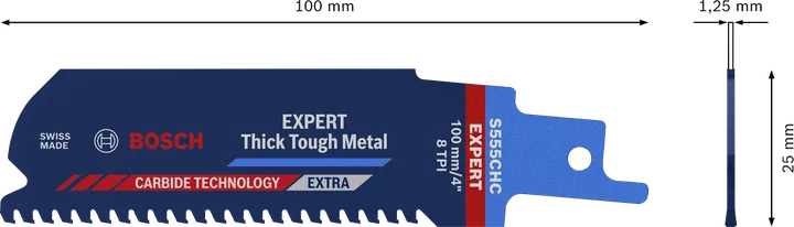 شفرة المنشار Bosch EXPERT Thick Tough Metal S 555 CHC لقطع المعادن السميكة.