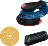 ماكينة الصنفرة العشوائية Bosch GEX 18V-150 مع وسادة وفلتر غبار.