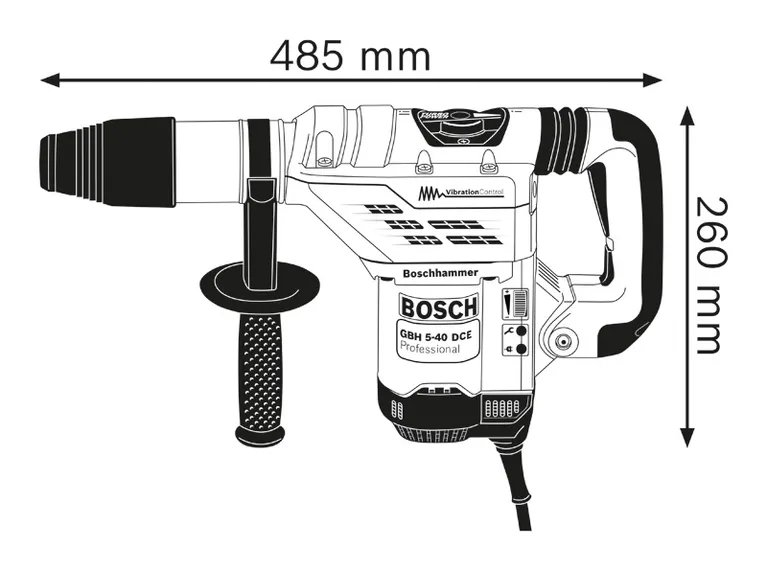 Rotary hammer dimensions.