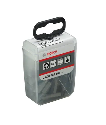 Bosch screwdriver bit PZ2 Extra Hard 25mm pack.
