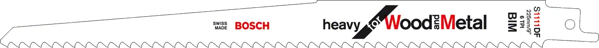Bosch S 1111 DF bi-metal reciprocating saw blade for wood and metal.
