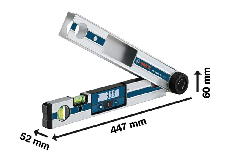 Digital angle measurer dimensions.