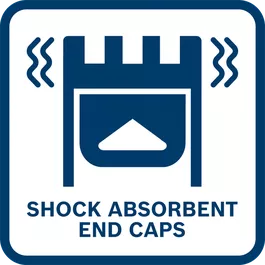  Shock-resistant end caps provide high durability for the jobsite