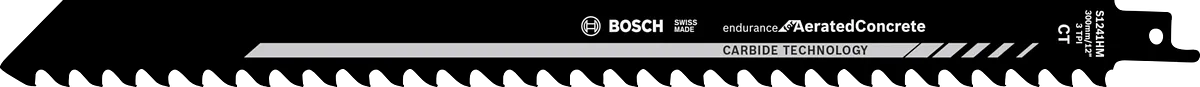 Bosch S 1241 HM carbide reciprocating saw blade for aerated concrete.
