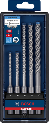 Bosch SDS plus-7X hammer drill bit set 5/6/6/8/10 mm.