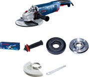 Bosch GWS 24-180 angle grinder with accessories.