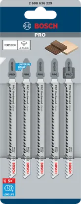Bosch PRO Hardwood clean T301CDF jigsaw blades 117 mm 5 pcs.