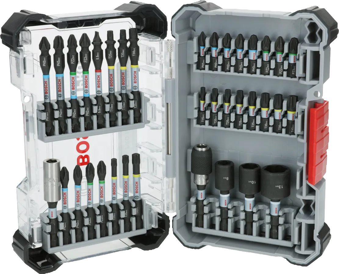 Bosch PRO Impact Screwdriver Bit Set 36-piece organized case.