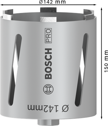 Bosch PRO Core Cutter dry 142 mm for G 1/2-inch shank.