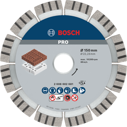 Bosch PRO Abrasive Diamond Disc 150 mm for masonry cutting.