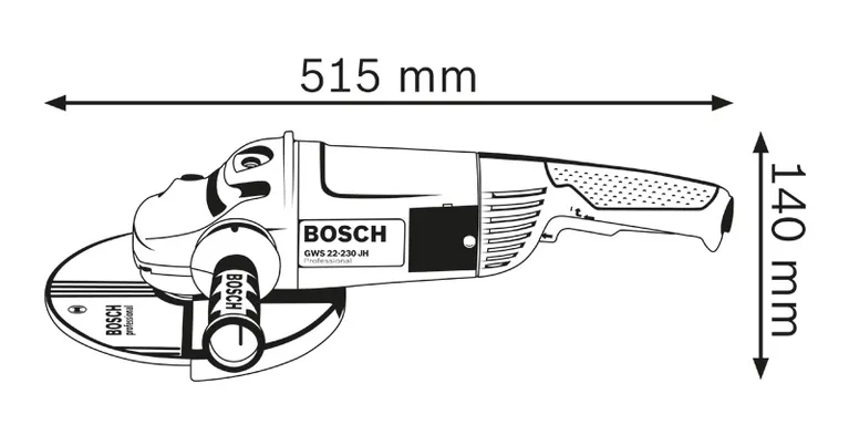 Angle grinder dimensions.
