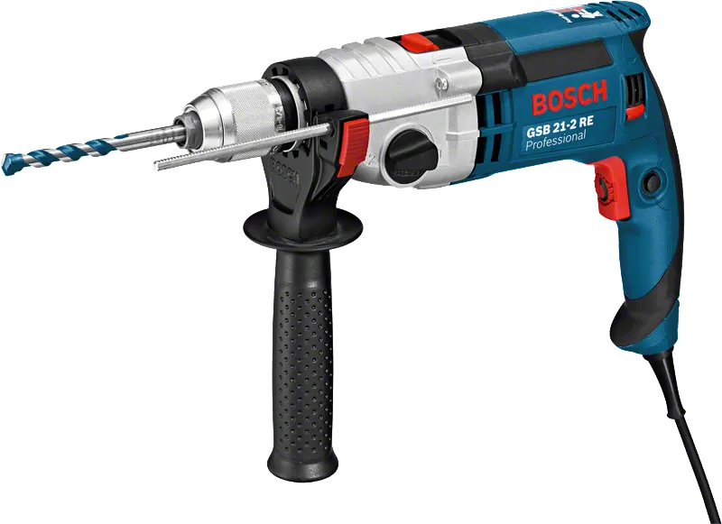 Bosch GSB 21-2 RE impact drill with side handle.