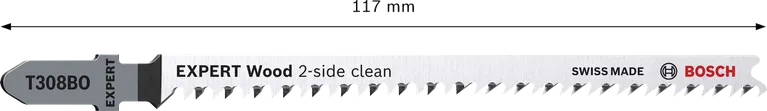 Bosch EXPERT Wood 2-side clean T308BO jigsaw blade.