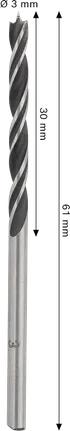 Bosch PRO Wood Brad Point Drill Bit 3 mm for precise wood drilling.