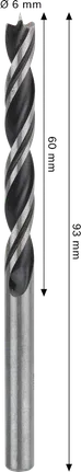 Bosch PRO Wood Brad Point Drill Bit 6 x 60 x 93 mm.