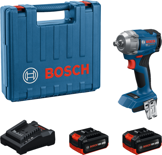 Bosch GDS 18V-350 cordless impact wrench set.