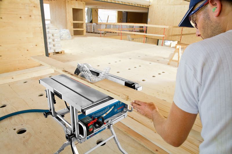 Man using table saw.