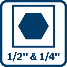 Suport pentru biţi 2 în 1 – pentru şi mai multe aplicaţii combinând pătratul de 1/2" şi hexagonul de 1/4"