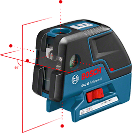 Instrument de nivelare laser combinat Bosch GCL 25 cu linii laser duble.