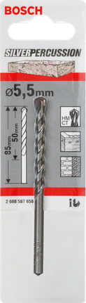 Burghiu pentru beton Bosch CYL-3 de 5,5 mm pentru găurire cu percuție.