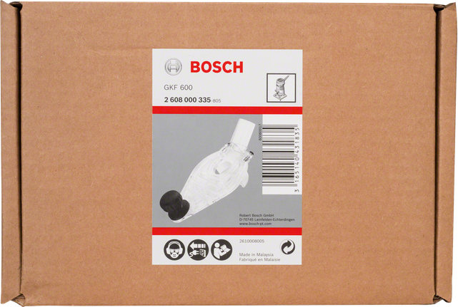 Placă de bază Bosch cu mâner și orificiu de evacuare a prafului.