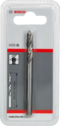 Burghiu pilot Bosch HSS-G 6,35 mm pentru găurire metal.