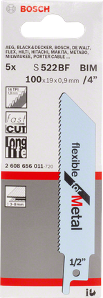 Lamă de ferăstrău sabie flexibilă Bosch S 522 BF pentru metal.