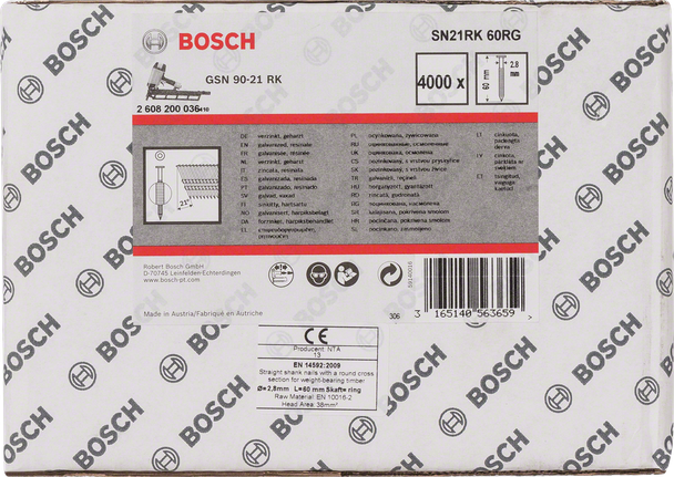 Cutie de cuie Bosch cu tijă dreaptă de 3/8″.